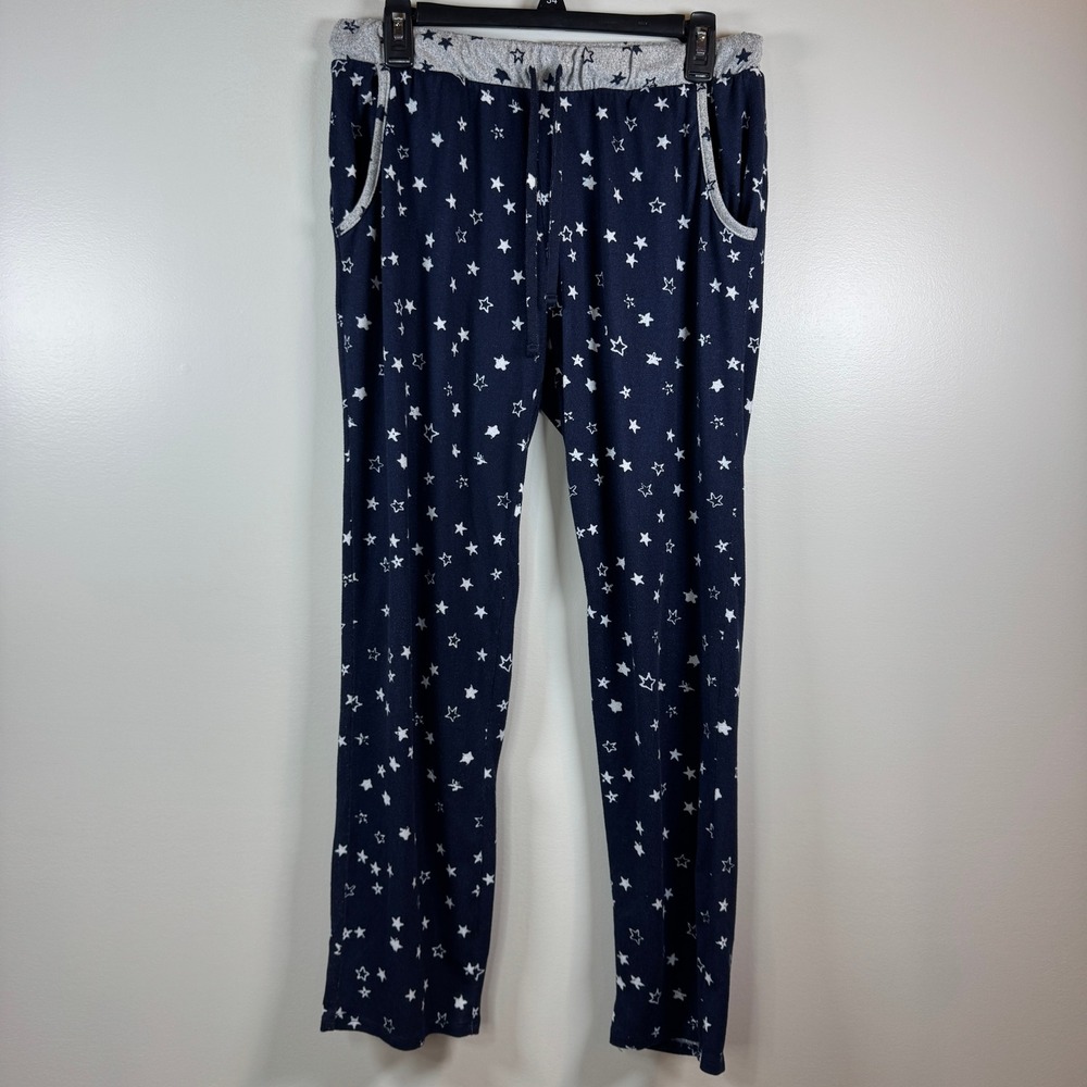 Lucky Brand Pajama Pants Mens S Navy Blue Star‎ Print Lounge Sleep Bottoms Cozy